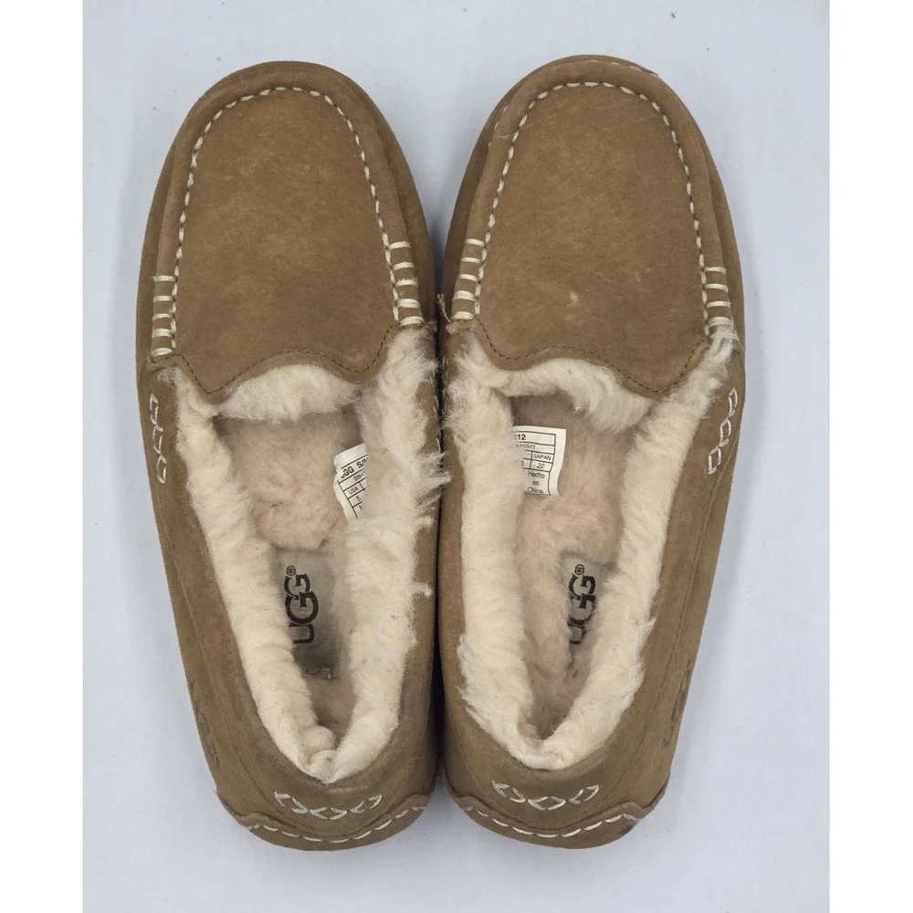 UGG Ansley Slippers Womens 5 Chestnut Sheepskin Moccasin Cozy - Picture 9 of 12